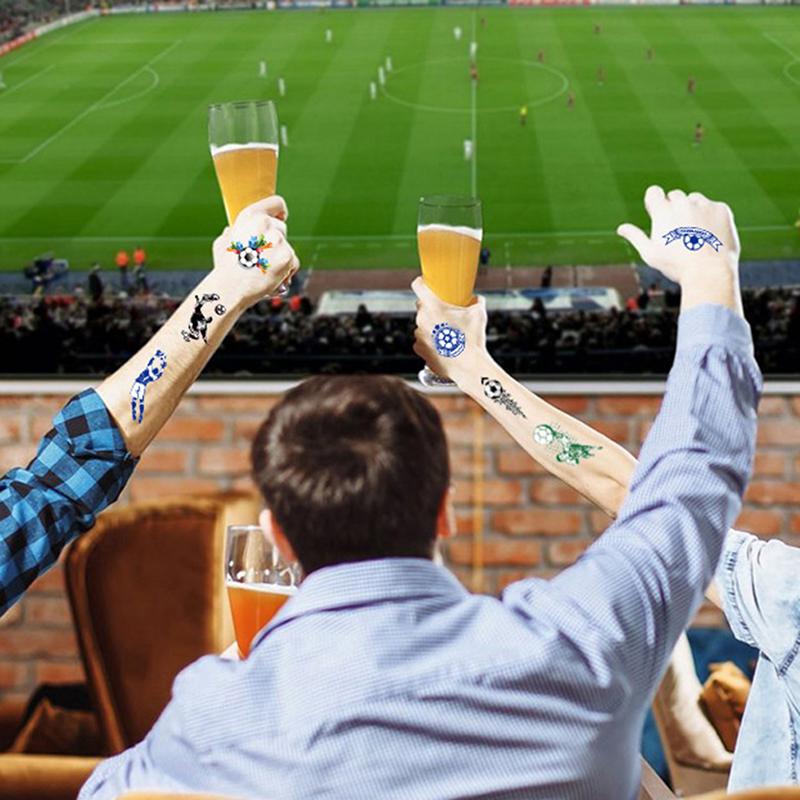 10 Sheets Kids Temporary Tattoos Football Soccer Fan Waterproof Fake Tattoo Stickers Hand Arm Foot Tattoo Stickers