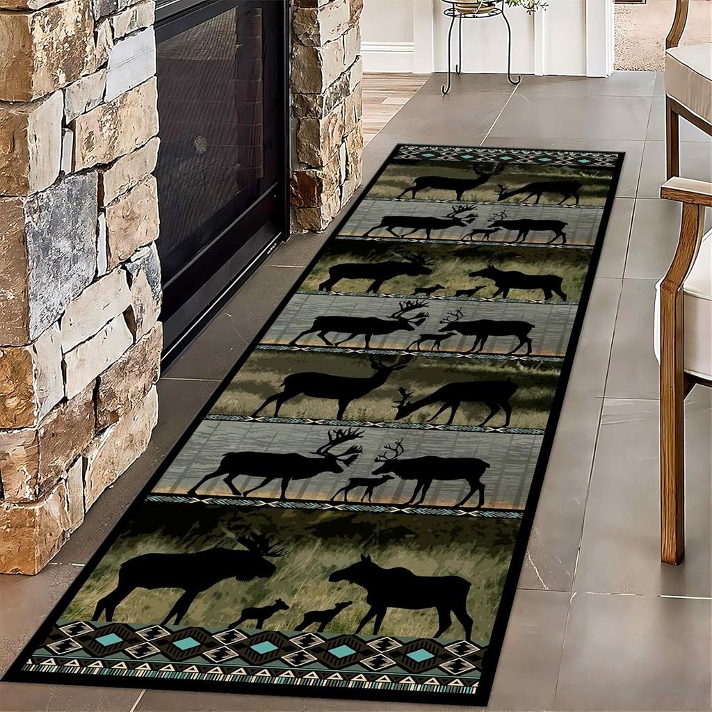 Rustic Red Long Hallway Rug Runners,Southwestern Tribal Hallway Carpet, Vintage Moroccan Style Indoor Decor Washable Area Rugs