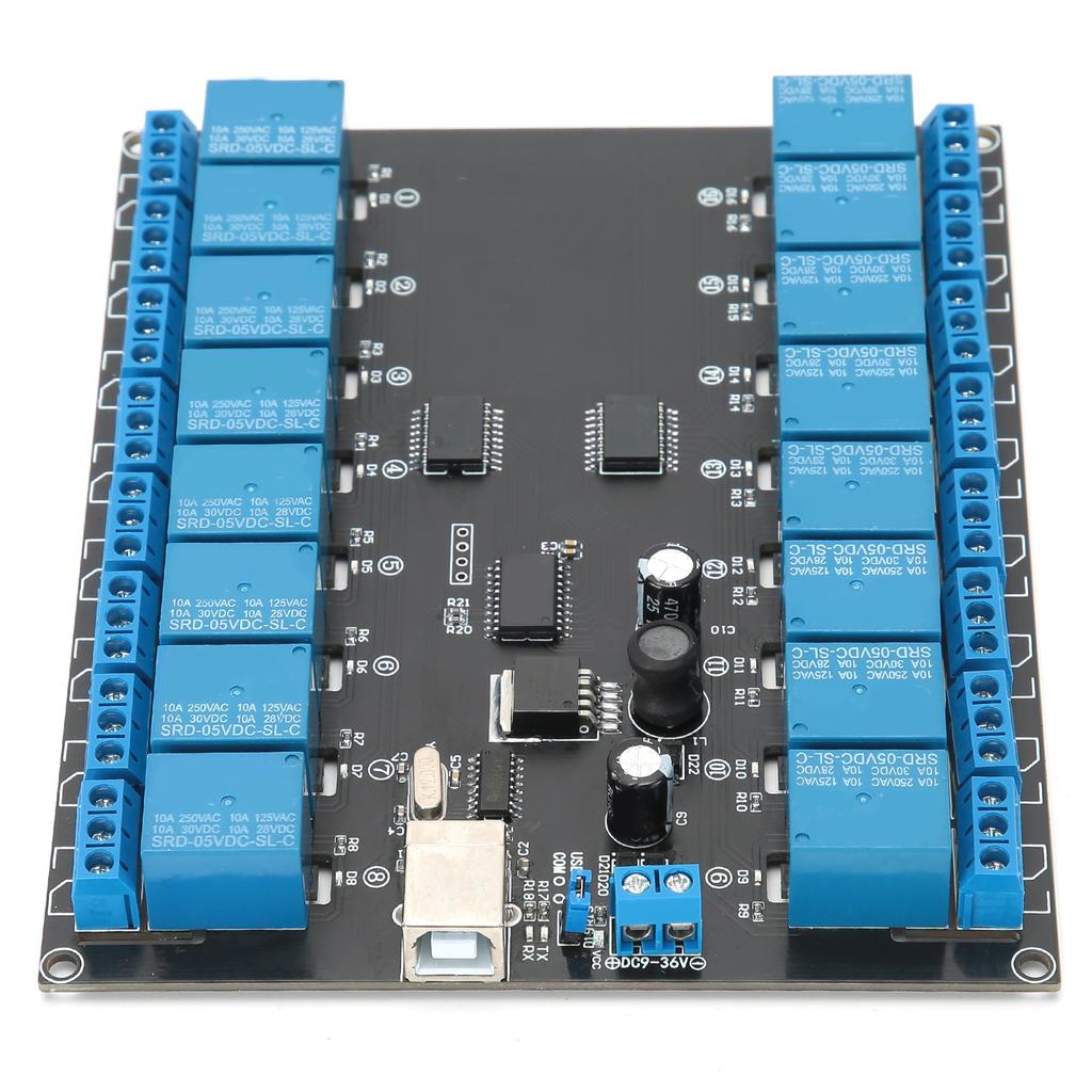 Relay Module 16 Channel 936V USB Controlled SPDT Switch Relay Module OptoIsolated Board