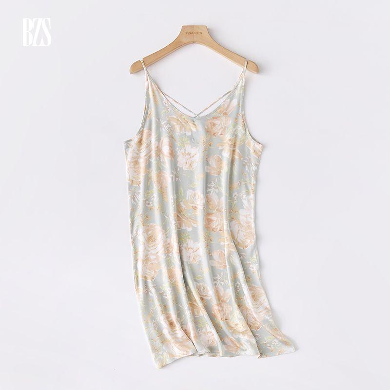 2024 Summer New French style V-neck Sweet Print Tribute Satin Cotton Silk Comfortable Home Wear Pajamas Women's Long-Sleeved Nightdress