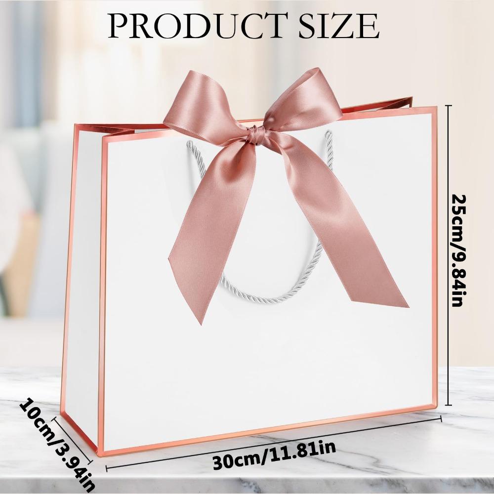 8pcs Elegant Gift Bag with Ribbon Bow and Handles Paper Thank You Gift Bags Gift Wrap Bags Wedding Bridesmaid Party Anniversary Birthday Housewarming