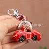 First Layer Cowhide Mini Car Keychain Pendant Locomotive Car Key Chain Accessories Bag Cute Trendy