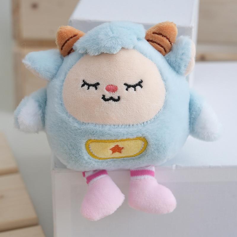 

Delightful Plush Toy Keychain Adorable Cartoon Design Cute Bag Decoration In Pink White Yellow Blue синій