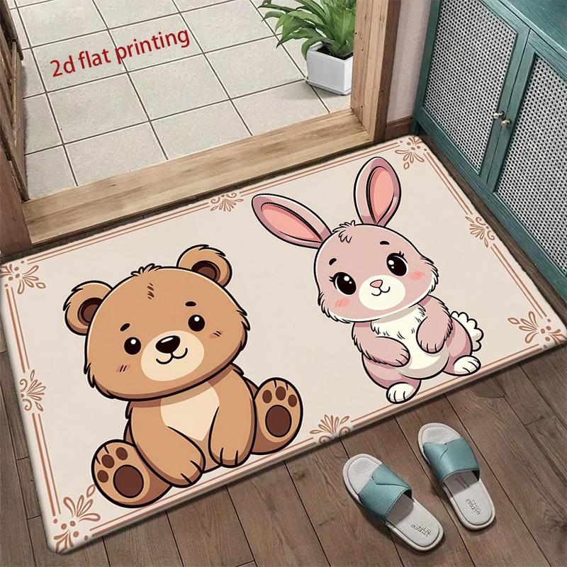 Cute Bear & Bunny Pattern Living Room Decoration Home Sofa Non-Slip Carpet Study Bedroom Tatami Children'S Soft Floor Mat