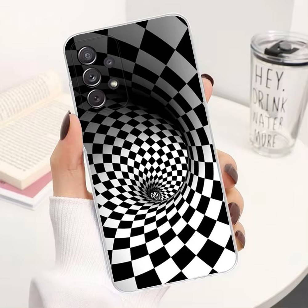 Checkered Chess Board Phone Case For Samsung Ultra,FE,A30,71,51,S9,10,20,Lite, S22,23,21,PIus,Transparent, Silicone