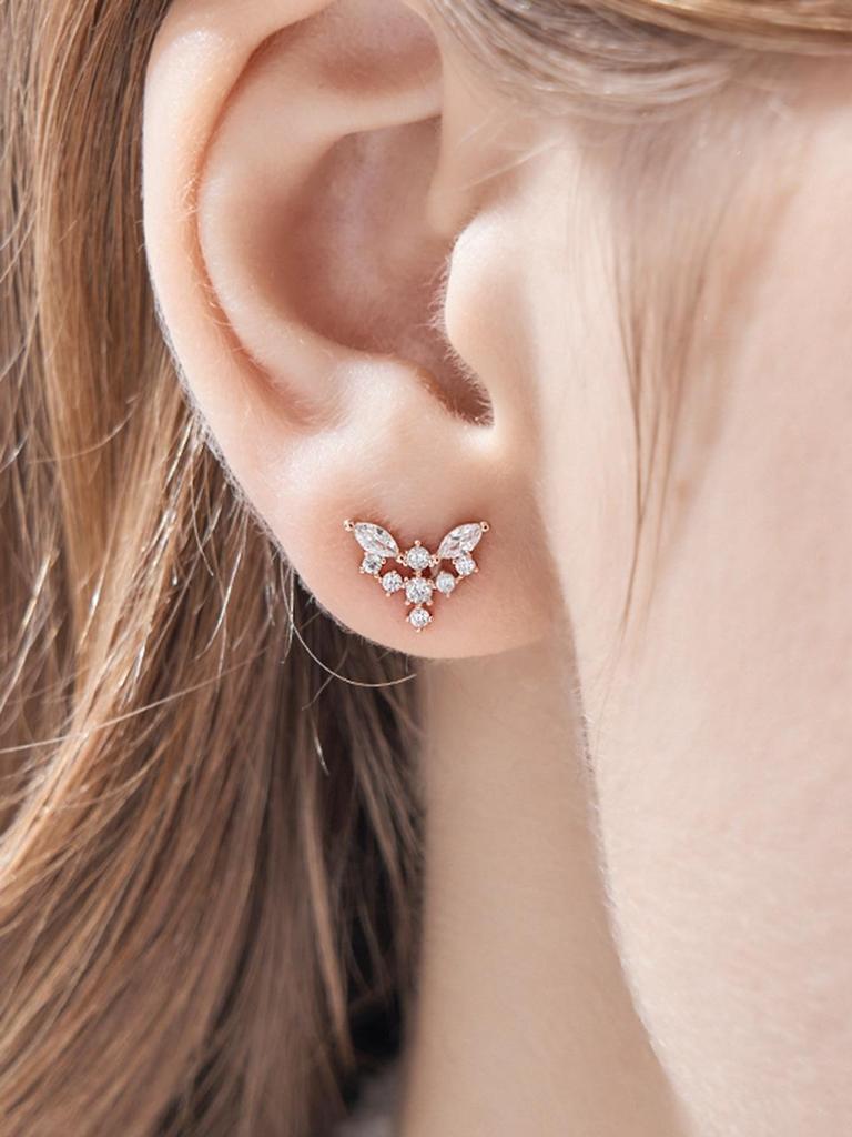 [ELLE Schmuck] 14K GF Einfache Wassertropfenstein-Zwei-Stift-Ohrringe ELGPEE527