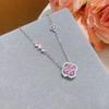 S925 Dreamy Pink Four-Leaf Clover Necklace - Elegant, Lucky Charm for Lovers and Students