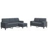 3 Piece Sofa Set with Cushions Dark Grey Velvet