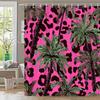 1Pc Tropical Leopard Print Shower Curtain - Vibrant Pink Jungle Palm Design With Exotic Spots, Bold Polyester Fabric 70X70 Inche
