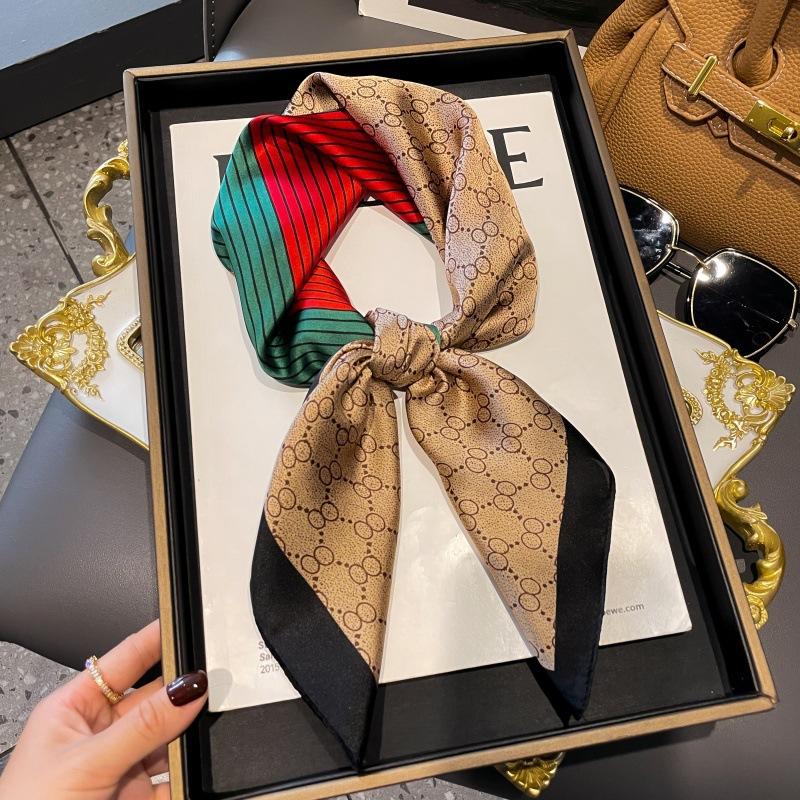 High-end large square scarf silk scarf women's new versatile neck summer thin bag head mother scarf with shawl