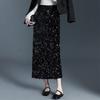 Winter Women's High-Waisted Velvet Sequin Bodycon Skirt - Stylish, Slimming, and Hip-Covering Design