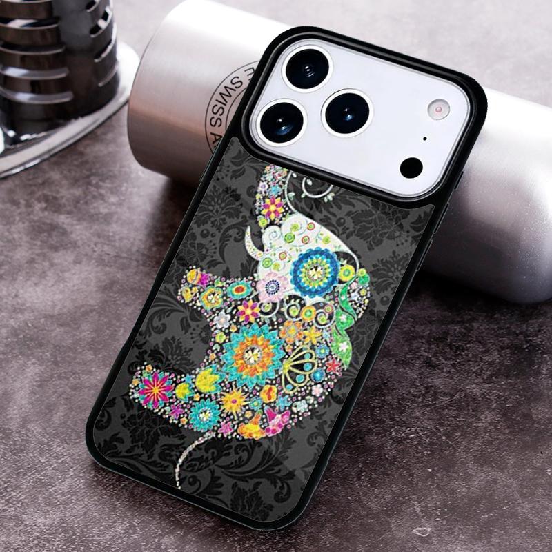 Colorful Retro Flower Elephant Phone Case For iPhone 17 16 15 14 13 12 11 Pro Max Plus 17Air Soft Silicone Cover
