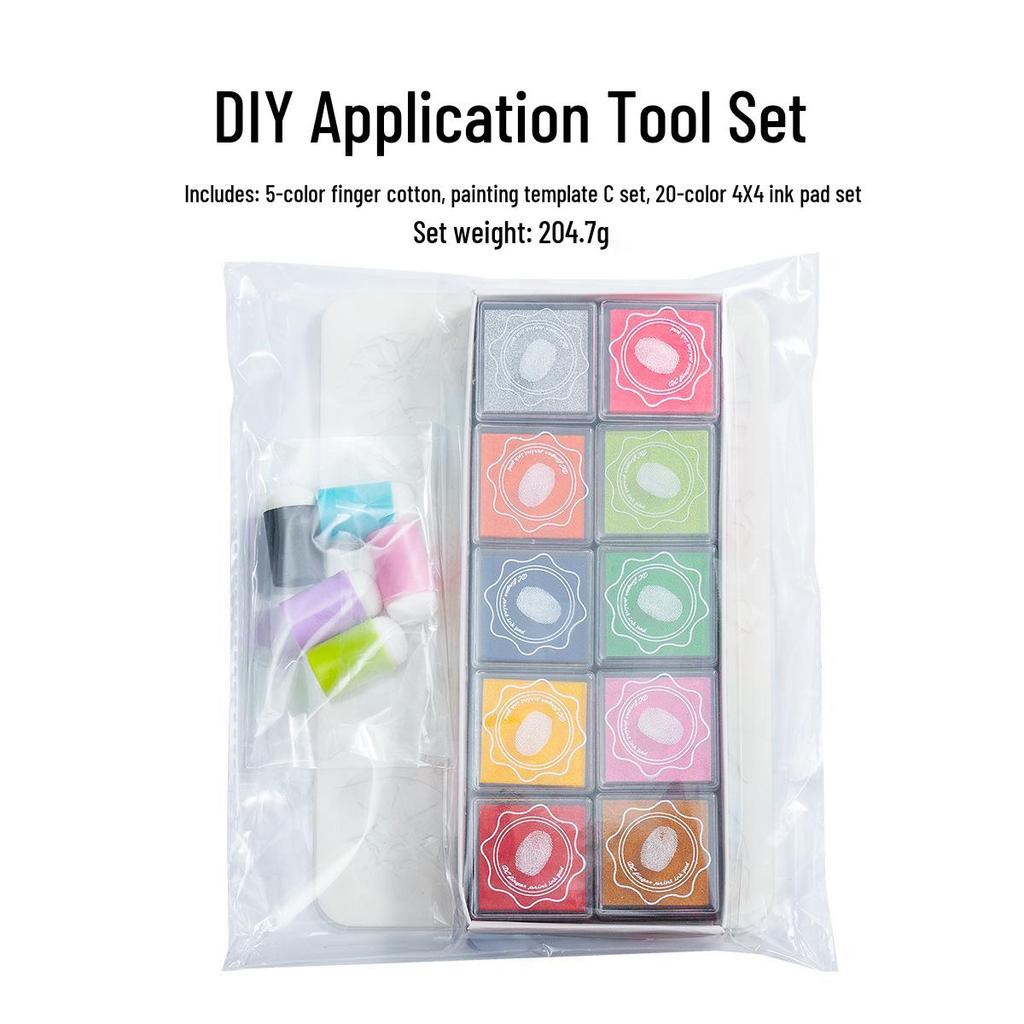 Vintage Journal Ink Pad Blending Tool with DIY Sponge Finger Cot and Lace Ruler - Available In 5 Colors for Stamping, Smearing, and Coloring.