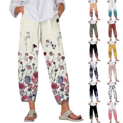 Pants For Women Summer Casual Wide Leg Elastic Waist Pants With Pockets