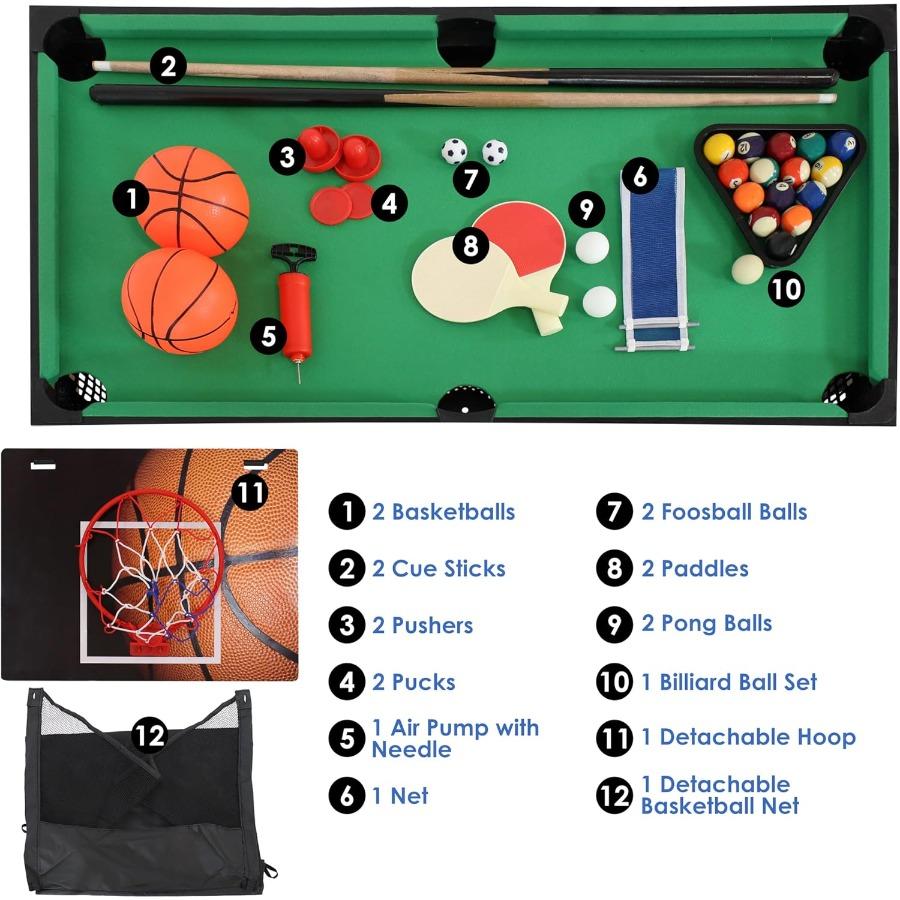 5in1 MultiGame Table for Ideal Indoor Entertainment Solution Featuring Billiards Push Hockey Foosball Ping Pong and Basketball