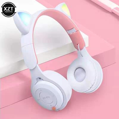 Luminous Headphones Headset Wireless Bluetooth Headset Cat Ears Trendy Cute Music Mobile Phone Computer With Head Microphone