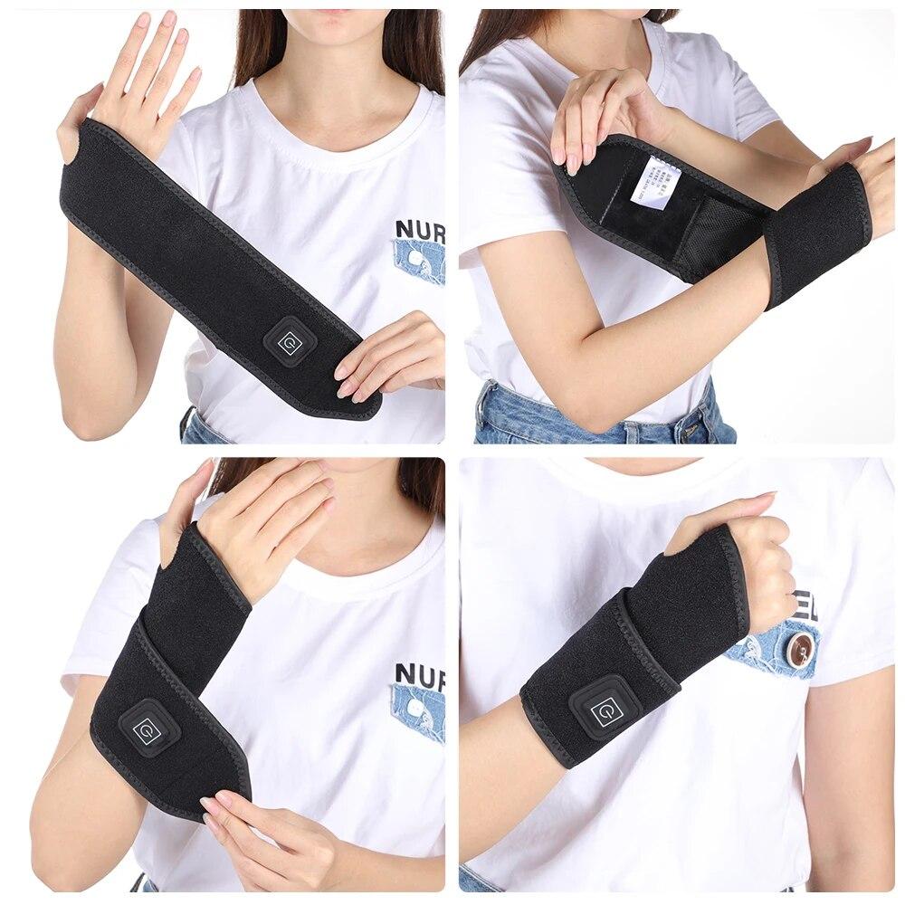 3 Gear Electric Far-infrared Heating Wrist Guard Wormwood Hot Compress Physiotherapy Wrist Support Brace Arthritis Pain Relief