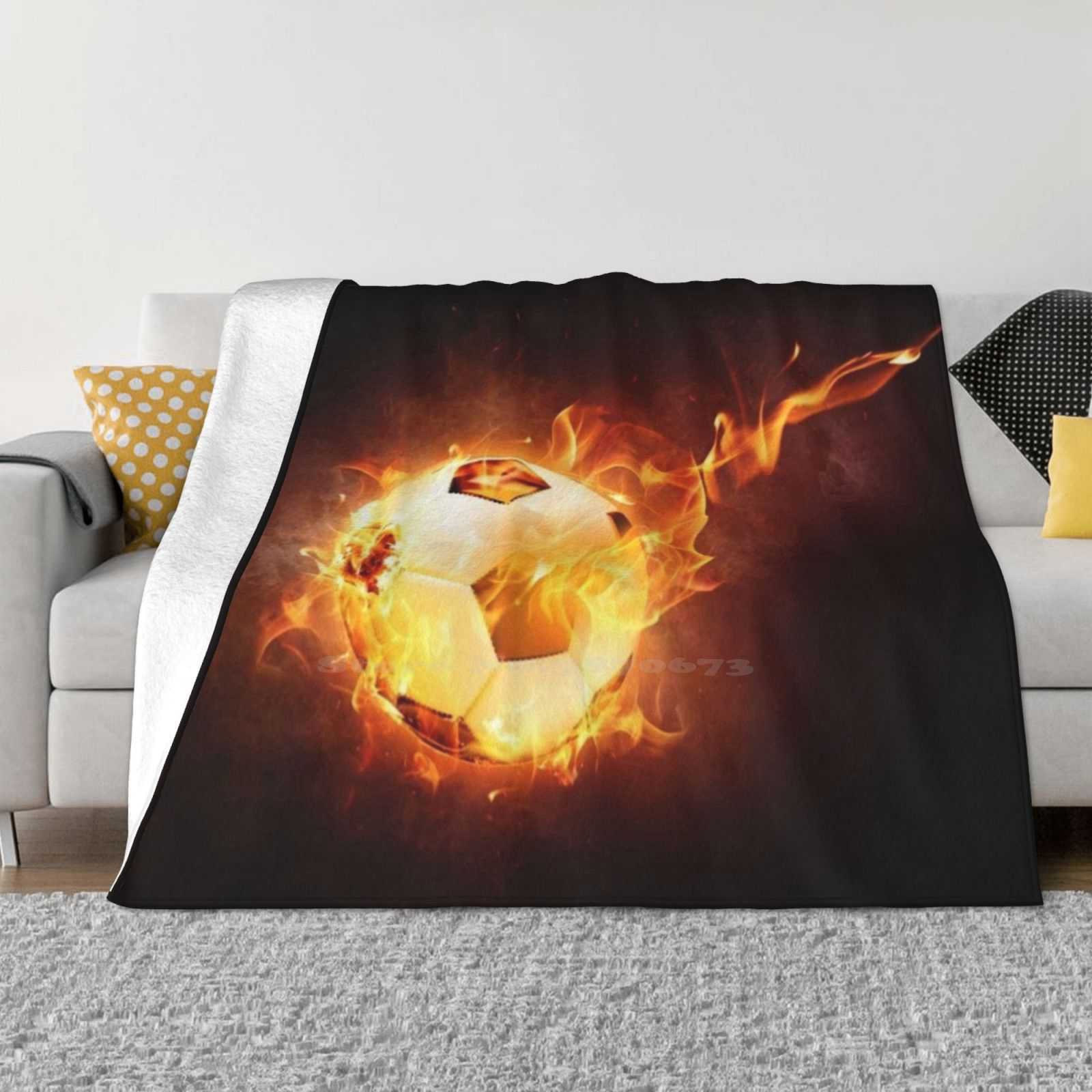 Flaming Football / Soccer Ball Trend Style Funny Fashion Soft Blanket Flames Flaming Footie Soccerball Football On Fire 30x40in