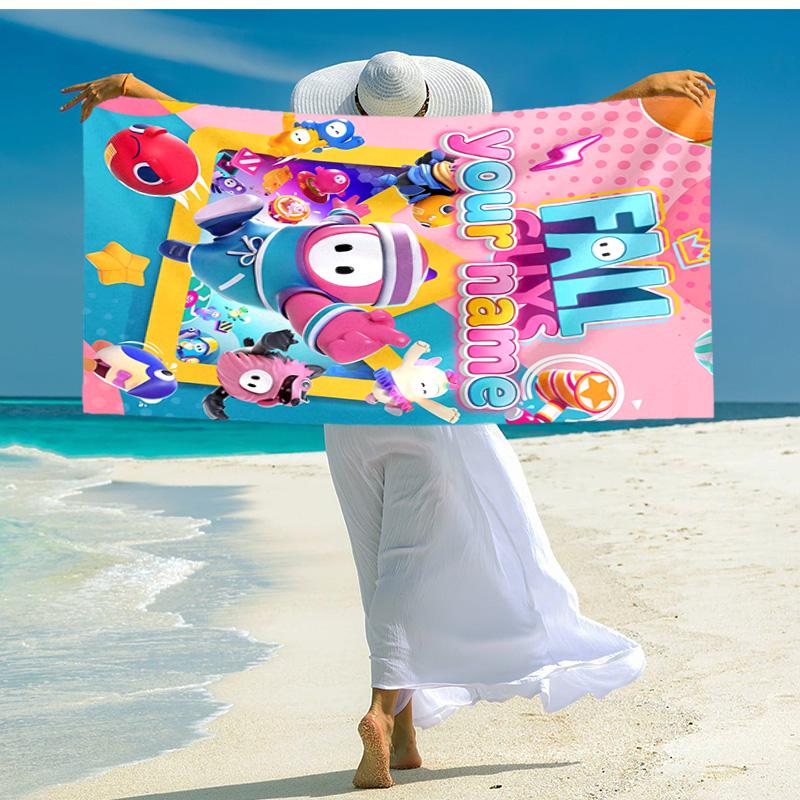 Personalized customized proof beach towel with Game Fall Guys pattern - soft, absorbent,quick-drying,perfect