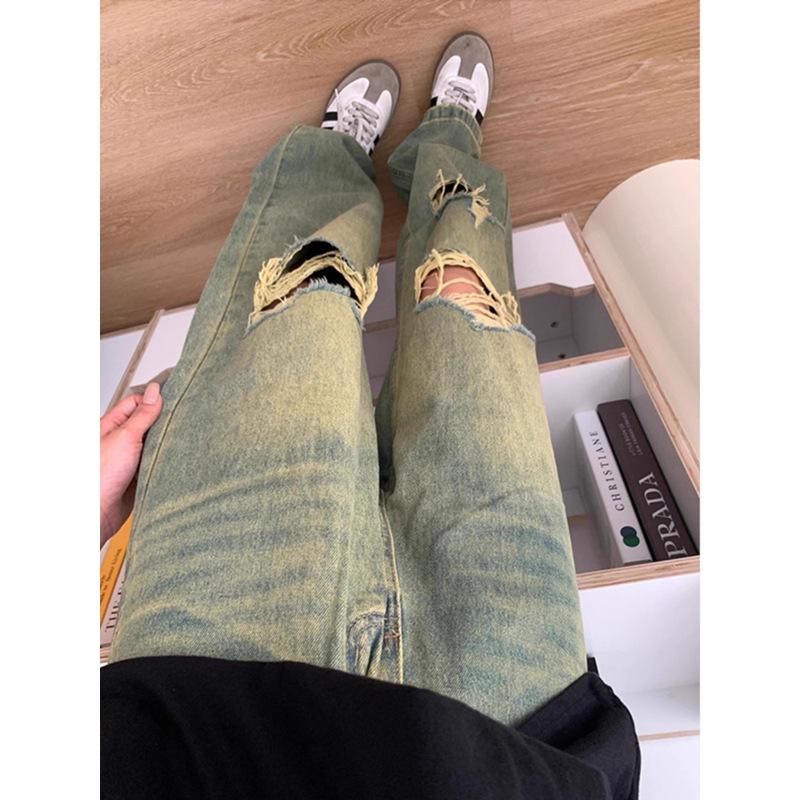 Women's High Waist Wide-Leg Distressed Ripped Jeans - Summer Retro Style