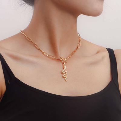 European and American Simple Retro Chain Fringed Necklace Women's OT Buckle Snake Pendant Necklace Niche Design