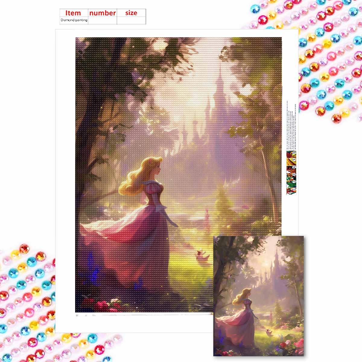 

5D Алмазная Живопись Сделай Сам Принцесса в Лесу Полная Выкладка Стразы Мозаика Вышивка Изделия Ручной Работы Домашний Декор Подарок Round 20x30cm