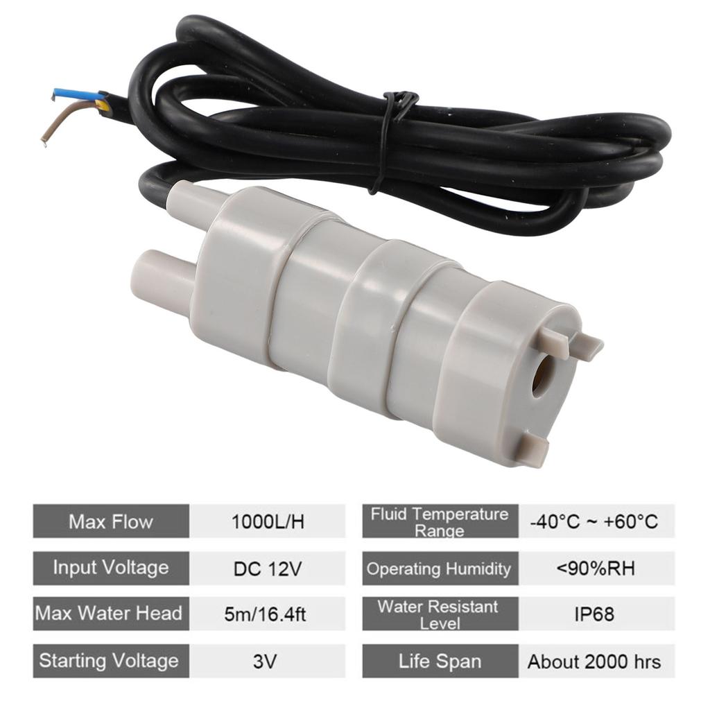 DC 12V Submersible Water Pump Camper Motorhome High Flow Whale Pump 1000L/H 5M For Garden Sprinklers Lawn Motorhome