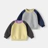 Boys' Outdoor Long-Sleeved Sweatshirt Baby Color-Blocking Simple Top Spring and Autumn Children's Clothing Kids' Crew Neck Pullover Shirt Clothes