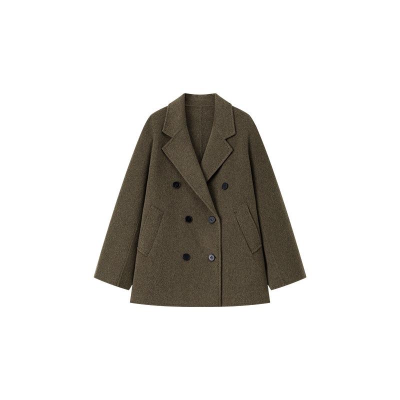 

Classic handmade arch double-sided cashmere coat women s double-breasted autumn and winter short wool coat L оливковий колір
