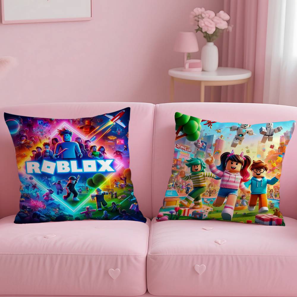 Hot Game R-Robloxs-X Cool Pillow Case Anti-Dustmite Pillowcase Invisible Zipper Silky Short Plush Sofa Cushion Cover