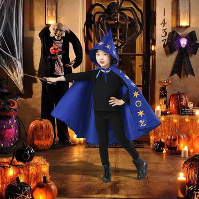Dětský halloweenský plášť Unisex Hvězdný potisk S kapucí Šněrovací Čarodějnice Cosplay Kostým pro jevištní vystoupení
