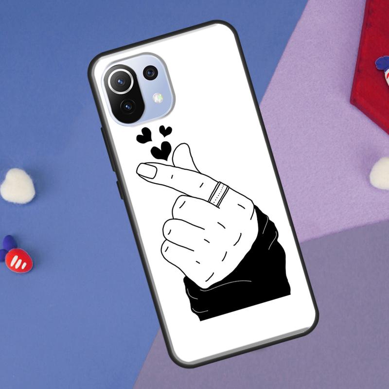 Kpop Finger Heart Cover For Xiaomi 14 13 Ultra 11T 12T 13T 14T Pro POCO X7 Pro X3 X5 F3 F5 F6 M6 X6 Pro Case
