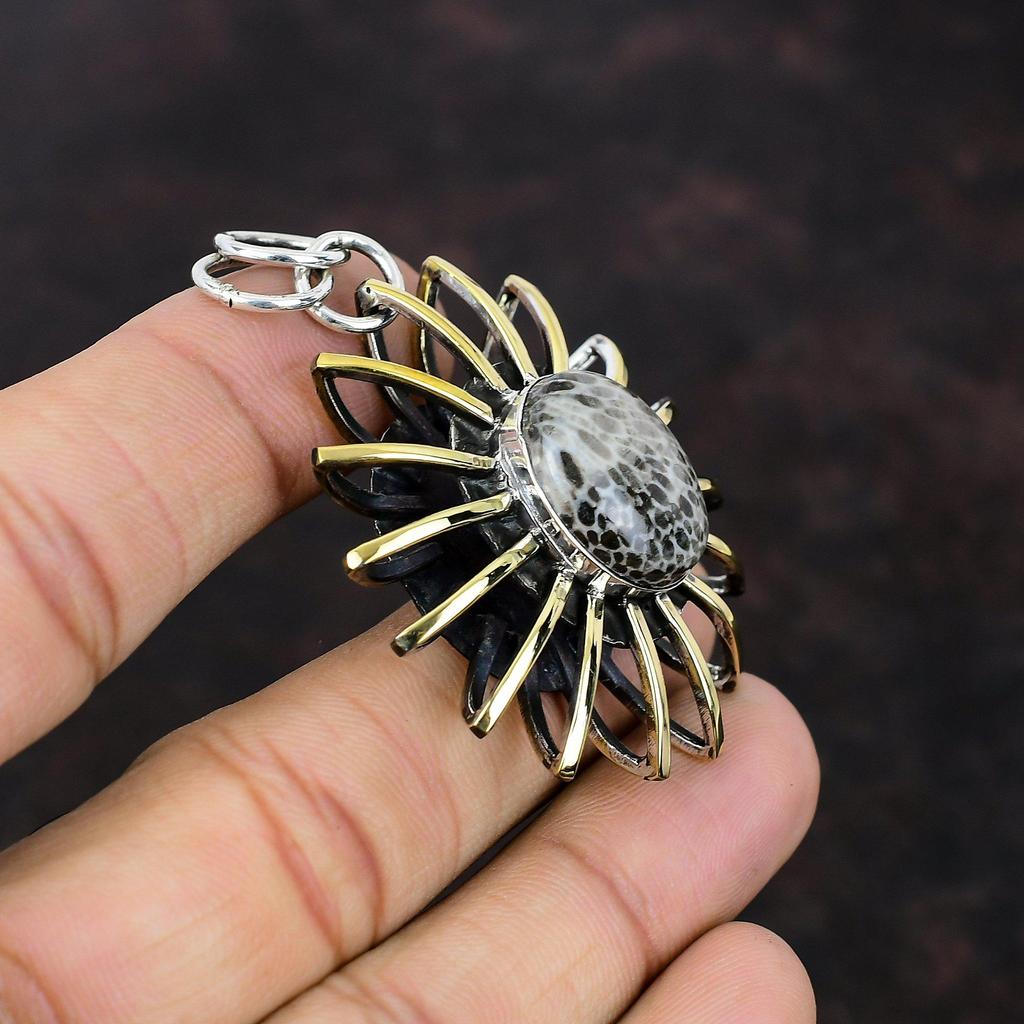 Stingray Coral Pendant 925 Sterling Silver Pendant Gemstone Handmade Jewelry 18K Gold Plated Pendant Cage Jewelry For Gift Wonderful Pendant