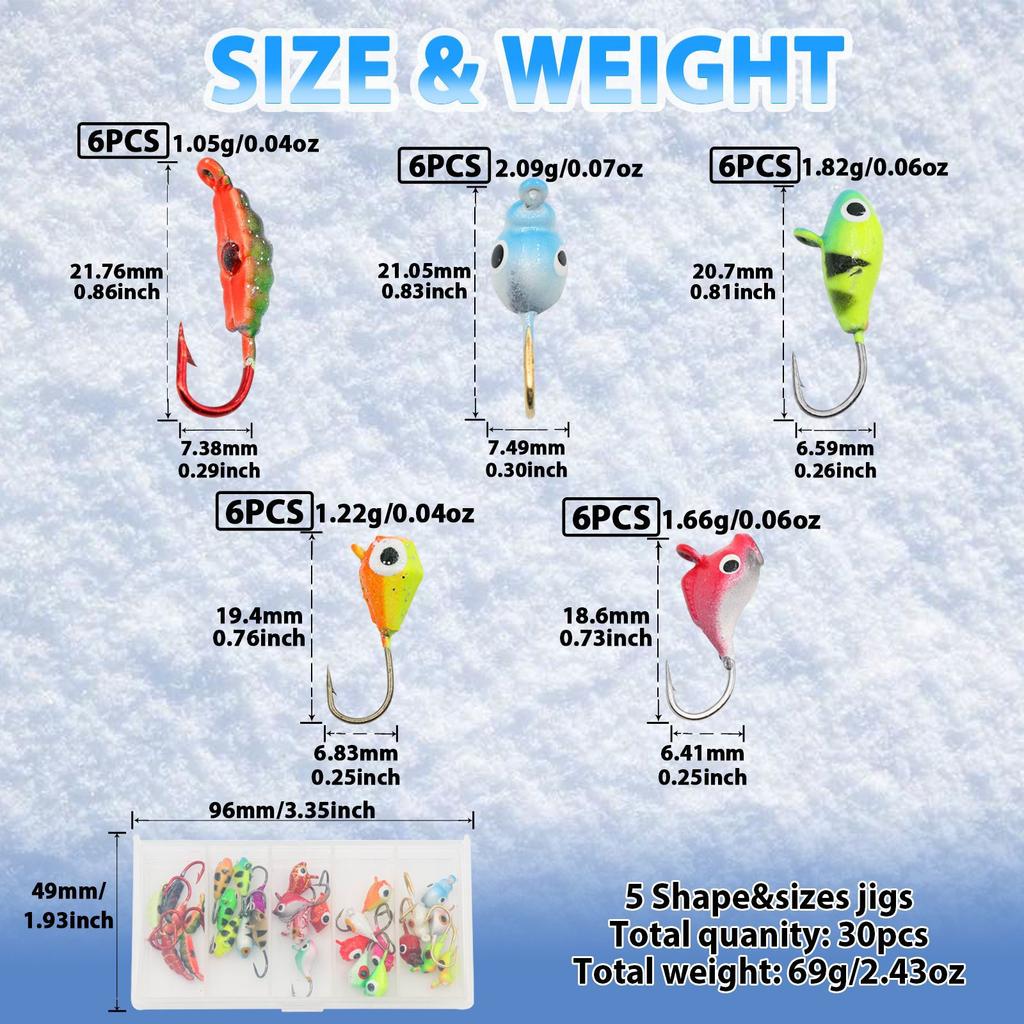 Multi Color Barbed Jig Hooks Ice Fishing Bass & Carp River Lead Head Hook Set Winter Fishing Mini Micro Lure Bait Box