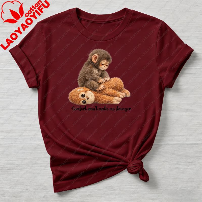 Punch The Zoo Monkey fashionTShirt Comfort Wont Make Me Stronger Design Softstyle Crewneck Casual Style Regular Short Sleeve S