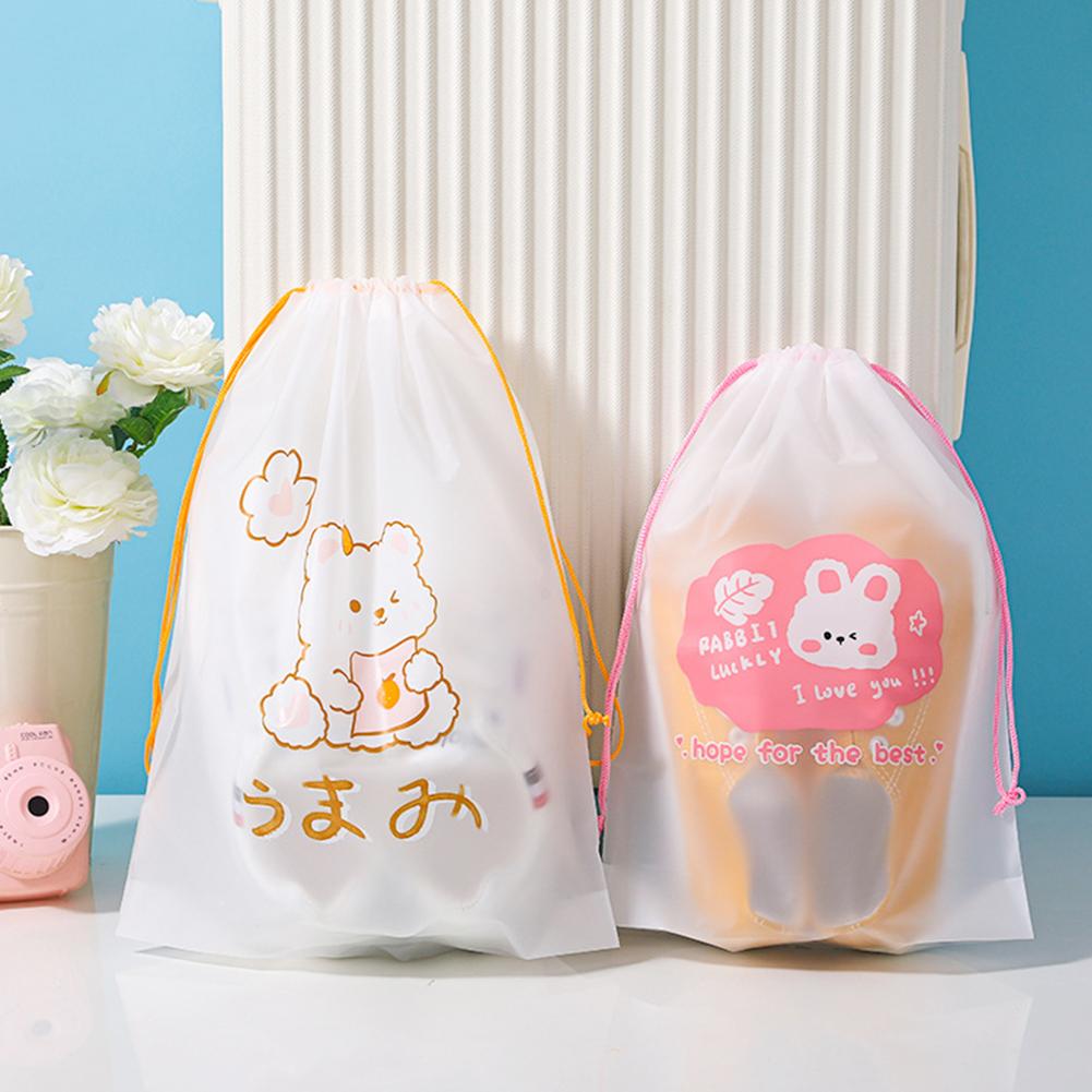 10Pcs Travel Portable Clothes Shoes Storage Waterproof Transparent Drawstring Cosmetic Bag Girl Clear Makeup Bag Organizer