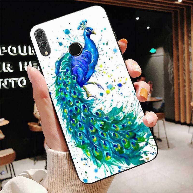 YNDFCNB Tier Hund Katze Fuchs Pfau Aquarell Malerei Handyhülle Für Huawei Honor 8X 8A 9 10 20 Lite 30Pro 7C 7A 10i 20i