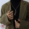 Style Exaggerated Personality Outline Face Pendant Necklace, Titanium Steel Plated 18K Real Gold Jewelry P086