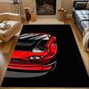 Red Sports Car Illustration on Black Background Patterned carpet, non slip mat suitable for living room and bedroom sofas
