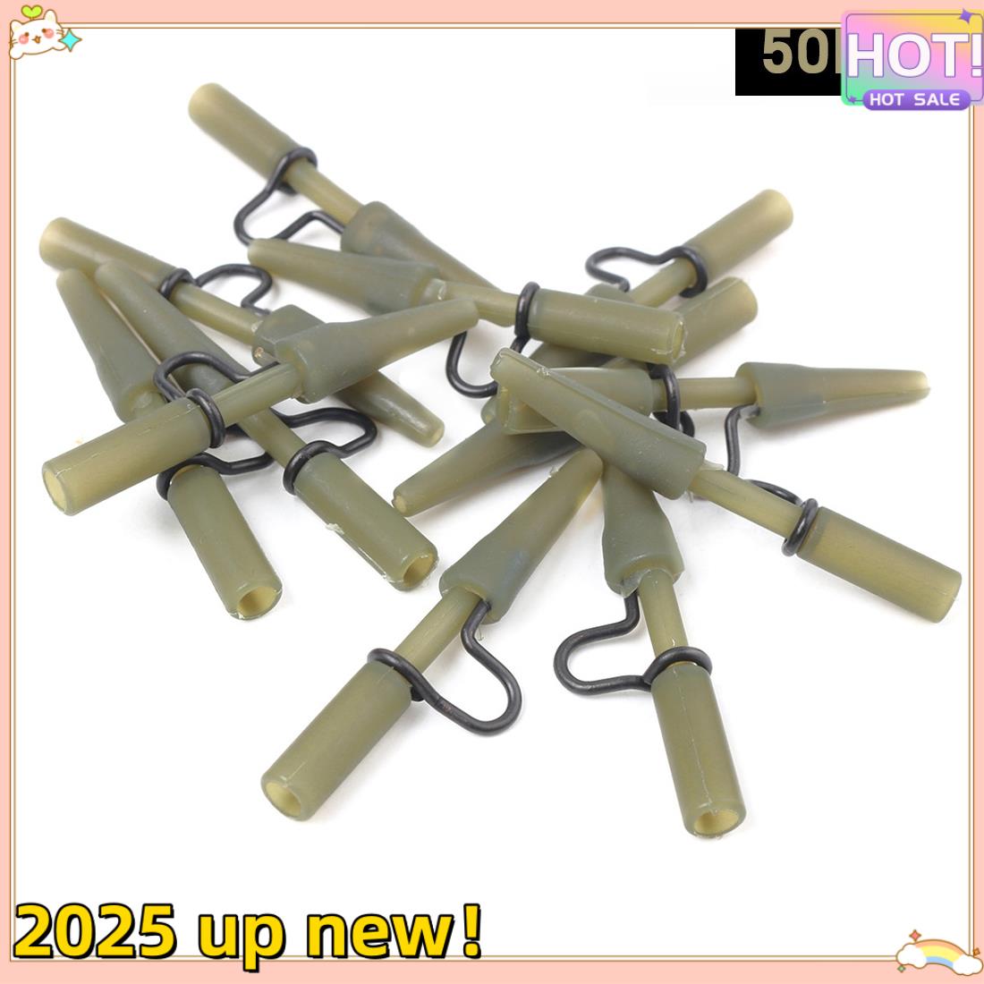 

Classy-50PCS Terminal Carp Fishing Tackle Heavy Duty Lead Clips And Tail Rubbers Tubes For Carp Fishing Rigs армия зеленый