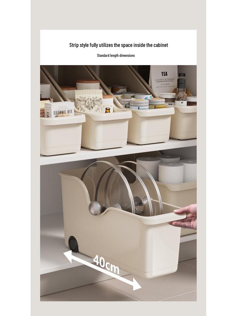 Japanese Kitchen Storage Box with Wheels - Under Sink Utensil and Miscellaneous Organizer