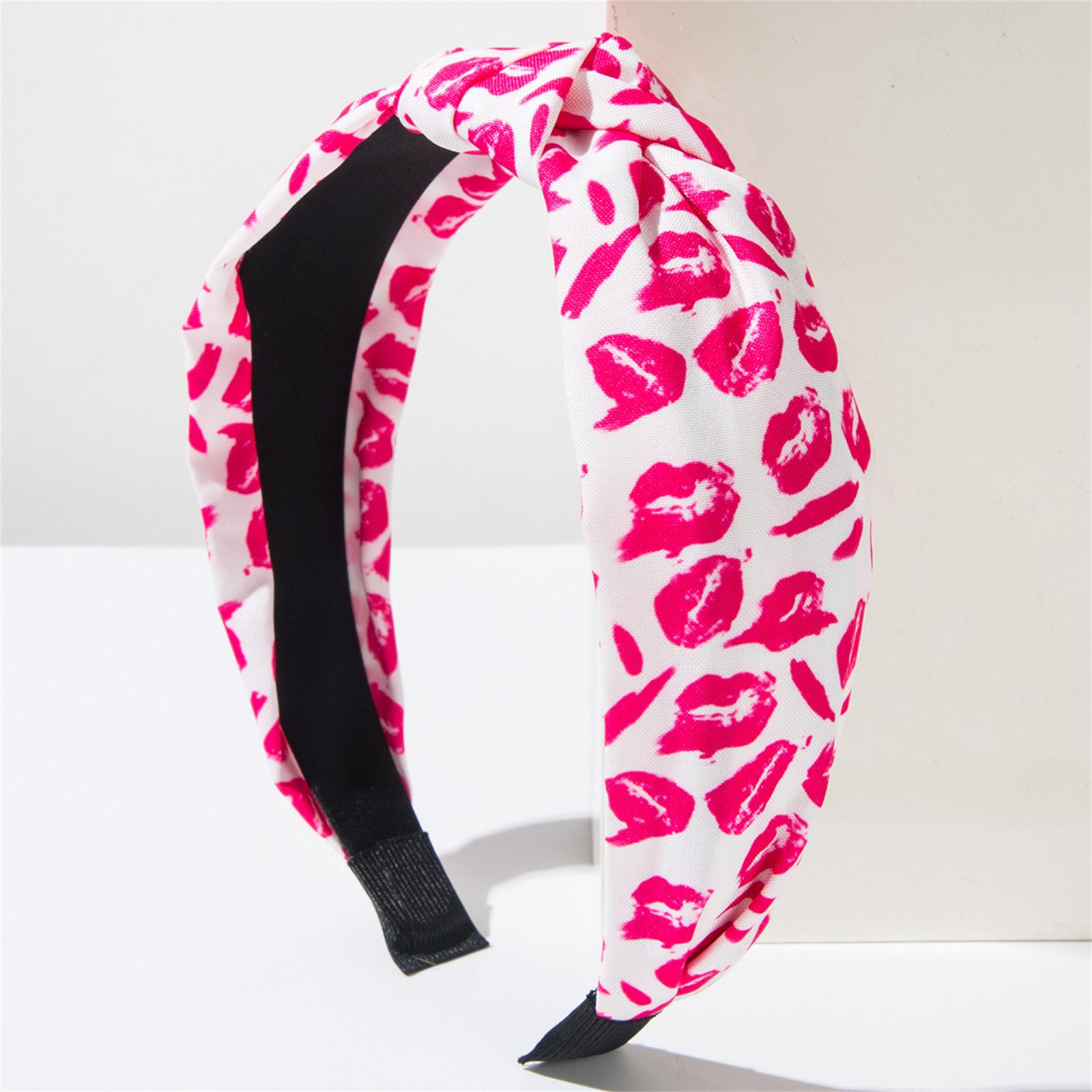 

Valentine s Day Sweet Versatile Knotted Fabric Printed Heart Headband - Daily Party Hair Accessory One Size