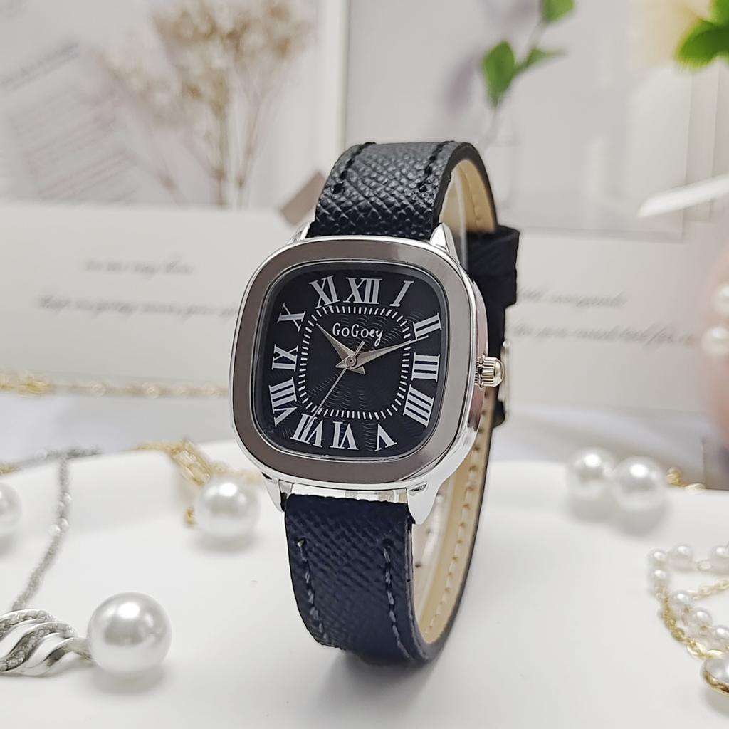 Neue Mode Einfache Quadratische Uhr Damen Römische Ziffern Nische Großes Zifferblatt Damen Quarz Uhr Damen Leder Armbanduhren Montre