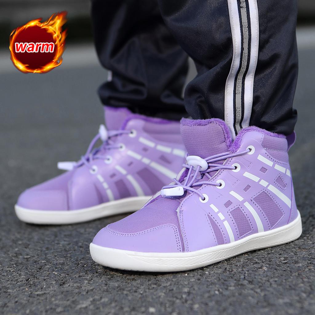 Kinder Schneestiefel mit breiter Zehenpartie, Plüsch-Baumwollschuhe, Jungen Mädchen High-Top Stiefel, Winter Outdoor Wanderschuhe, Warme Freizeitschuhe