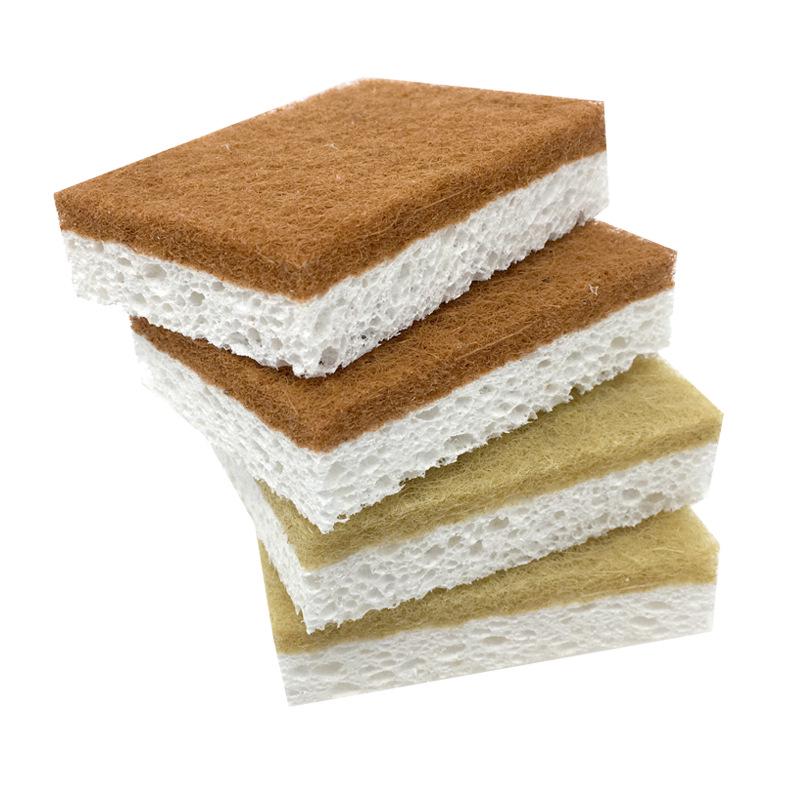 Natural Sisal & Coconut Fiber Dishwashing Sponge - Eco-Friendly Cotton & Wood Pulp Scourer for Kitchen Cleaning