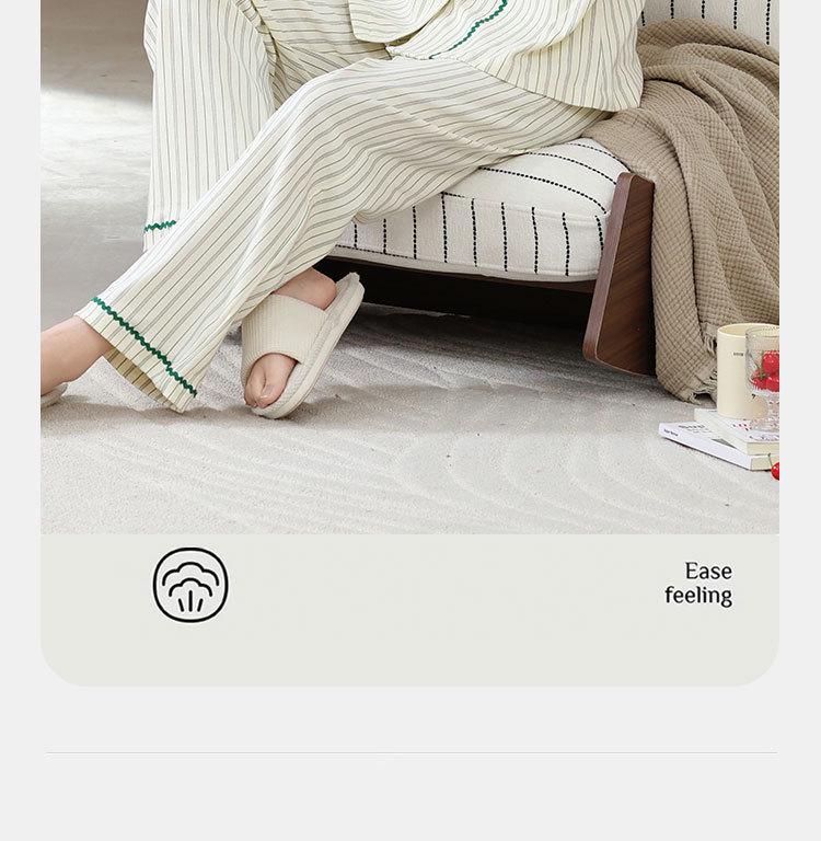 Women's Pure Cotton Striped Long-Sleeve Pajamas Set for Spring/Autumn, Wear Indoors or Out, Customizable Design Available.