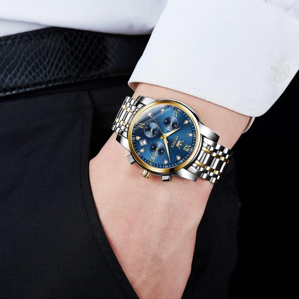 Iqiyi Men S Quartz AnaloG Waterproof buSineSS Watch Silver StainleSS Band Blue G