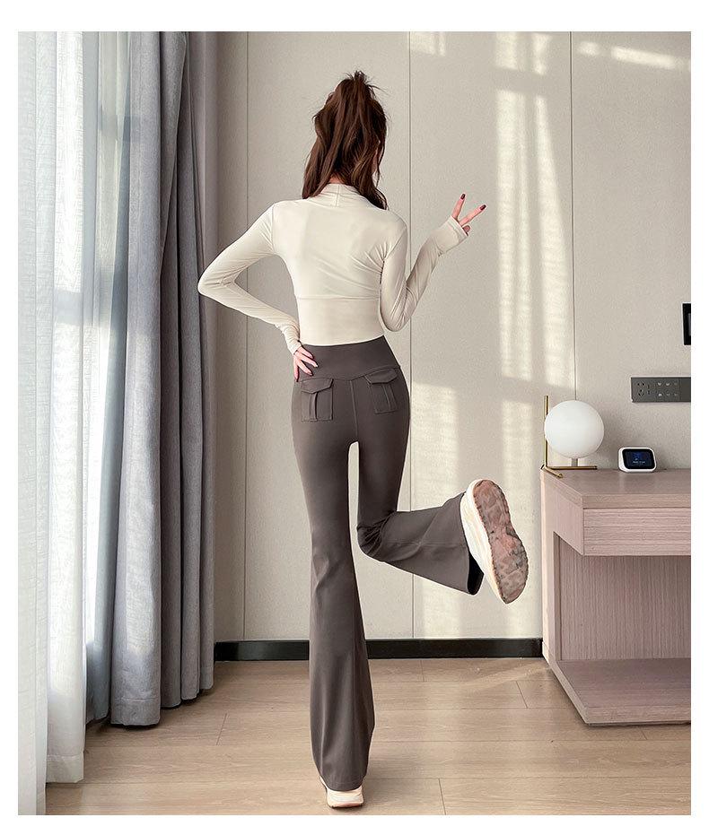 Women's 2024 High-End Yoga & Sports Set: Long Sleeve Top with Flare Pants for Running, Dance, Pilates, and Fitness