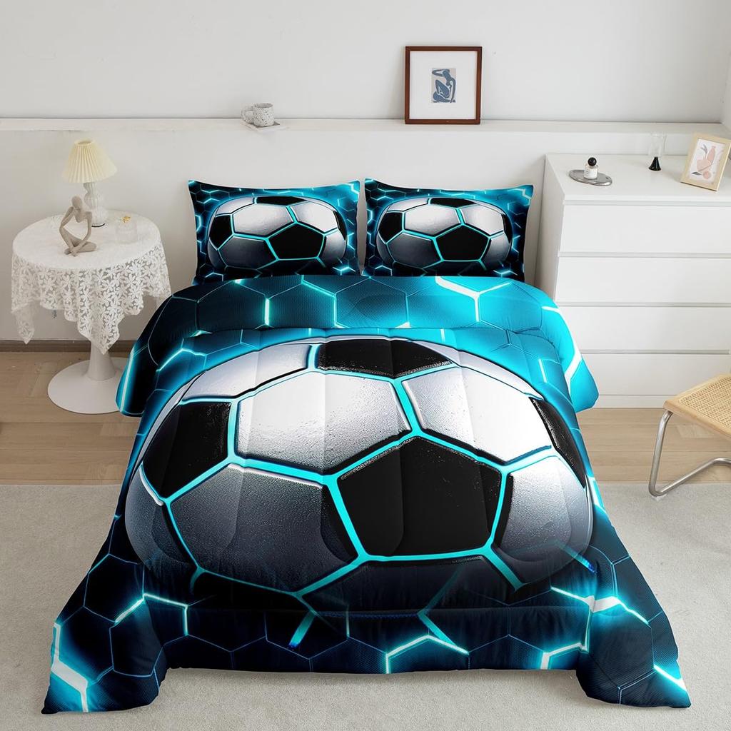 Erosebridal Twin Comforter Set for Boys Baseball Bedding Basketball Comforter Soccer Bedding Set for Teens Football Comforter Set with 1 Pil