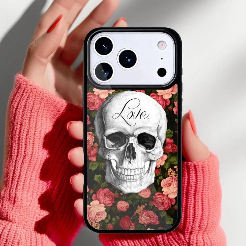 Skull With Roses Phone Case for iPhone 17 Air 16e 15 14 13 Pro Max Back Cover for 12 11 Pro Coque